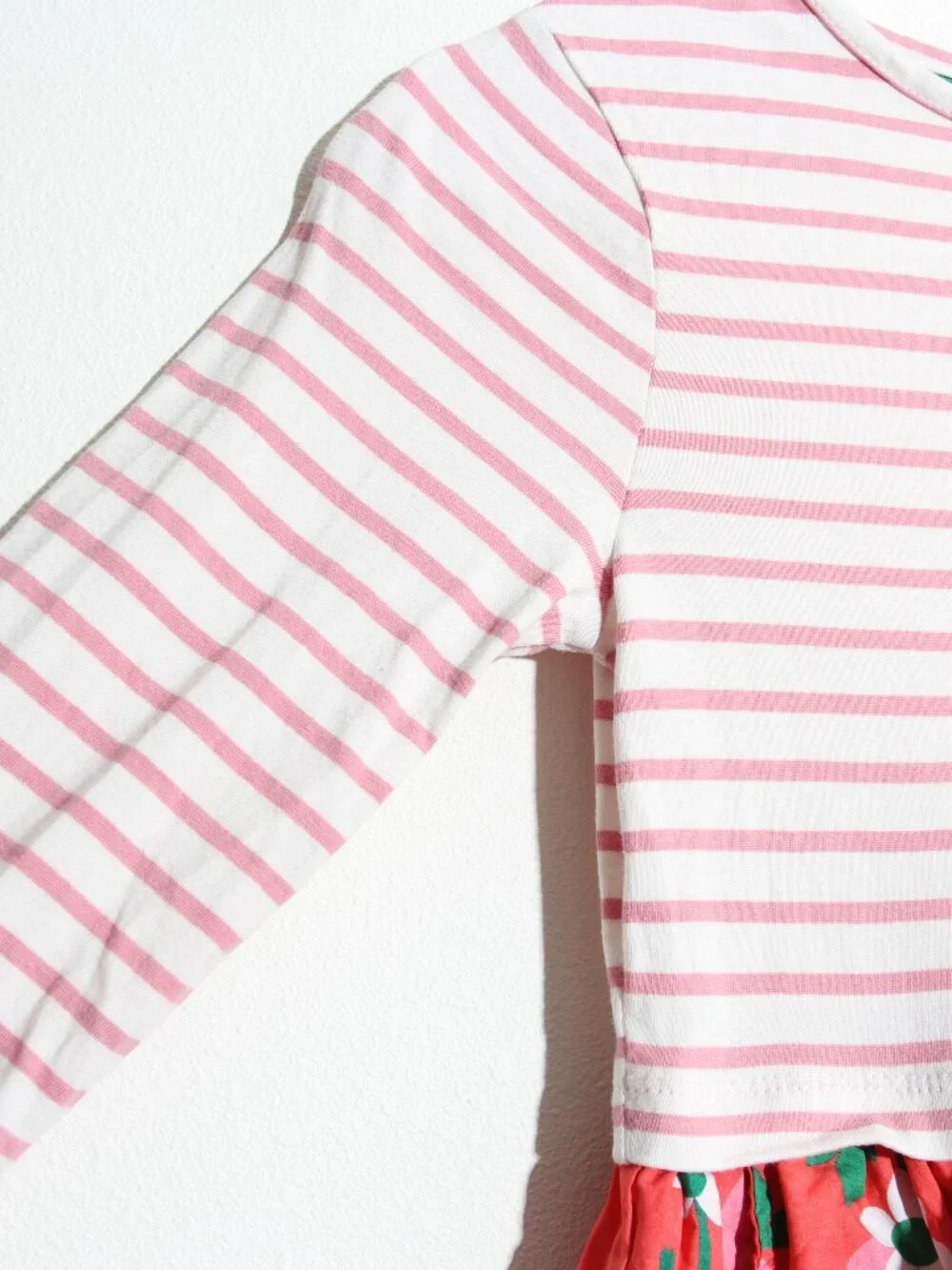 Mini Boden Mini Boden Long Sleeve Twirl Dress Strawberry Stripe Pink Size 7-8